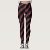 Deep Berry Black Diagonal Tufted Stripe Leggings (Vorderseite)