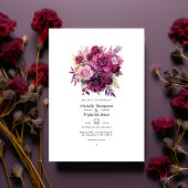 Deep Berry Floral Wedding Einladung
