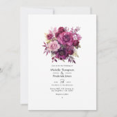 Deep Berry Floral Wedding Einladung (Vorderseite)