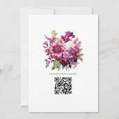 Deep Berry Floral Wedding Einladung (Rückseite)