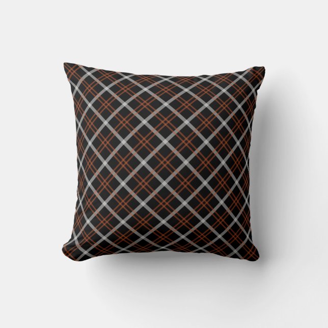 Deep Black & Charcoal Tartan Kissen (Vorderseite)