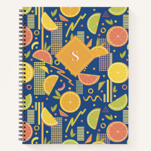 Deep Blue 80's Citrus Fruit Slices Notizblock