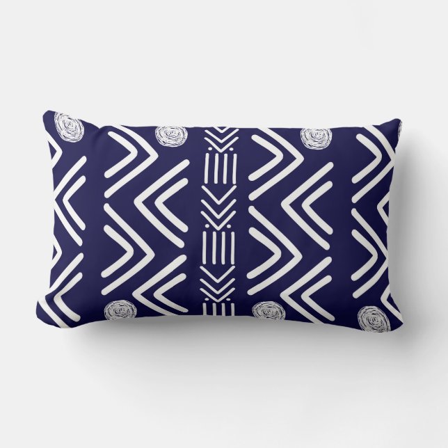 Deep Blue African Throw Pillow Lendenkissen (Vorderseite)