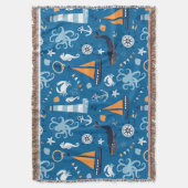 Deep Blue All Dings Nautical Throw Blanket Decke (Vorderseite Vertikal)