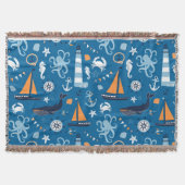 Deep Blue All Dings Nautical Throw Blanket Decke (Vorderseite)