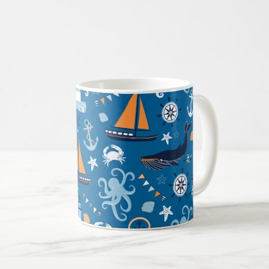 Deep Blue All Things Nautic Kaffeetasse (VorderseiteRechts)