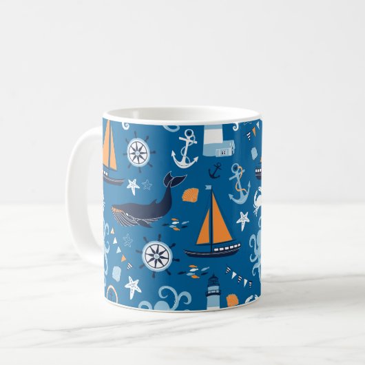 Deep Blue All Things Nautic Kaffeetasse (Vorderseite Links)