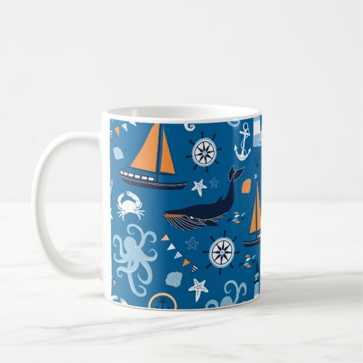 Deep Blue All Things Nautic Kaffeetasse (Links)