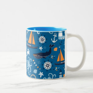 Deep Blue All Things Nautic Zweifarbige Tasse