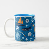 Deep Blue All Things Nautic Zweifarbige Tasse (Links)