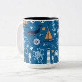 Deep Blue All Things Nautic Zweifarbige Tasse (Vorderseite Links)
