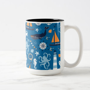 Deep Blue All Things Nautic Zweifarbige Tasse