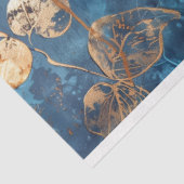 Deep Blue and Gold Leaf Tissue Paper Seidenpapier (Ausschnitt)