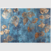 Deep Blue and Gold Leaf Tissue Paper Seidenpapier (Vorderseite)