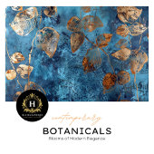 Deep Blue and Gold Leaf Tissue Paper Seidenpapier