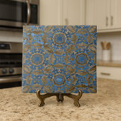 Deep Blue and Gold Ornate Medallion Pattern Fliese