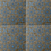 Deep Blue and Gold Ornate Medallion Pattern Fliese