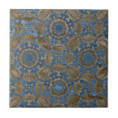 Deep Blue and Gold Ornate Medallion Pattern Fliese (Vorderseite)