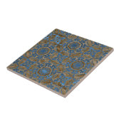 Deep Blue and Gold Ornate Medallion Pattern Fliese (Seite)