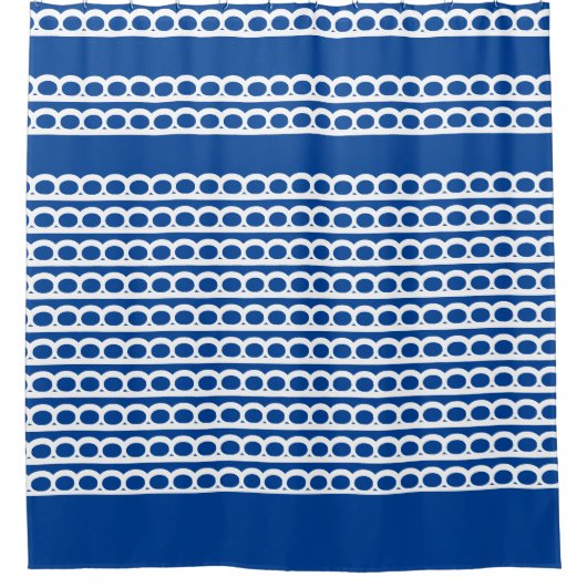 Deep Blue and white Modern Bubble Waves Duschvorhang (Vorderseite)