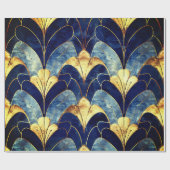 Deep Blue Art Deco Geschenkpapier (Flach)