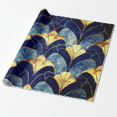 Deep Blue Art Deco Geschenkpapier (Ungerollt)