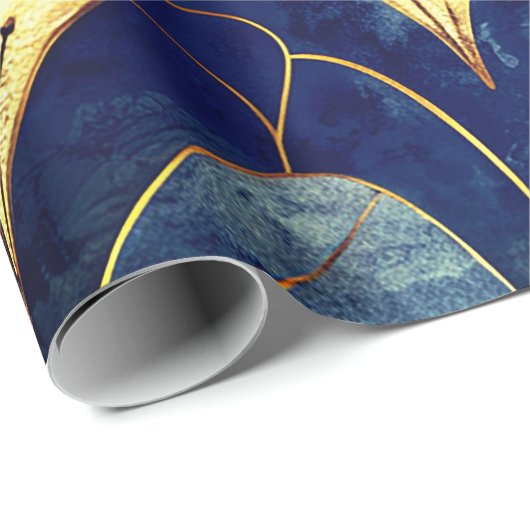 Deep Blue Art Deco Geschenkpapier (Rolleneckpunkt)