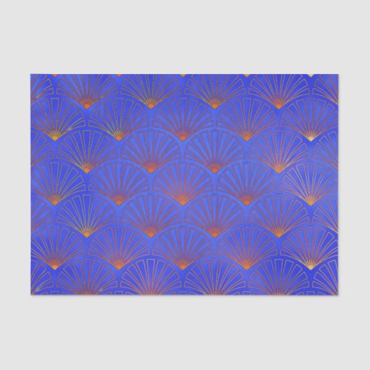 Deep blue, Asian Fan Pattern, art Deko, pattern, v Seidenpapier (Vorderseite)