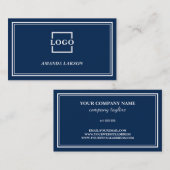 Deep Blue Background und White Frame Business Card Visitenkarte (Vorne/Hinten)