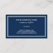 Deep Blue Background und White Frame Business Card Visitenkarte (Rückseite)