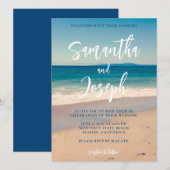 Deep Blue Beach Foto Wedding Einladung (Vorne/Hinten)