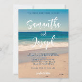 Deep Blue Beach Foto Wedding Einladung (Vorderseite)