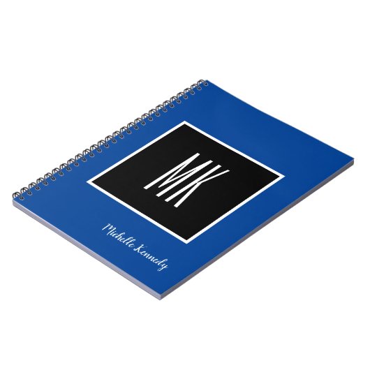 Deep Blue Black Mit Monogramm Beruflich Notizblock (Linke Seite)
