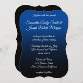 Deep Blue Black Ombre Elegante Calligraphy Wedding Einladung (Vorne/Hinten)