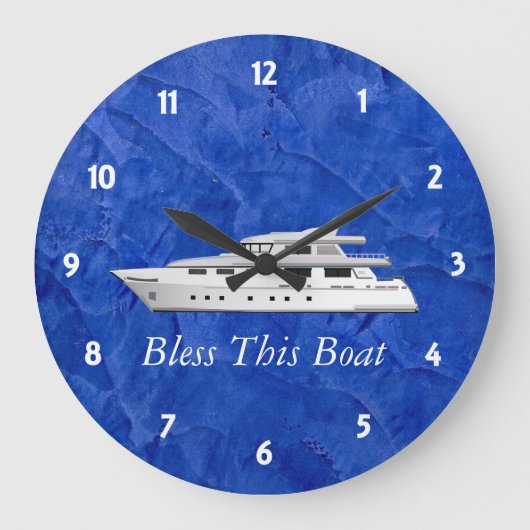 Deep Blue Bless This Boat Wallclock Große Wanduhr (Vorderseite)