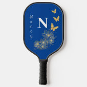Deep Blue Blume Schmetterling minimalistisch Pickleball Schläger (Rückseite)