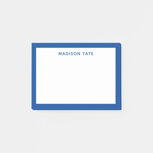 Deep Blue Border Modern Monogram Beruflich Post-it Klebezettel (Vorderseite)