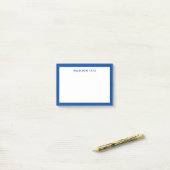 Deep Blue Border Modern Monogram Beruflich Post-it Klebezettel (Auf Schreibtisch)