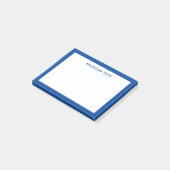 Deep Blue Border Modern Monogram Beruflich Post-it Klebezettel (angewinkelt)