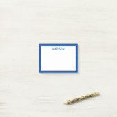 Deep Blue Border Modern Monogram Name Post-it Klebezettel (Auf Schreibtisch)