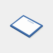 Deep Blue Border Modern Monogram Name Post-it Klebezettel (angewinkelt)