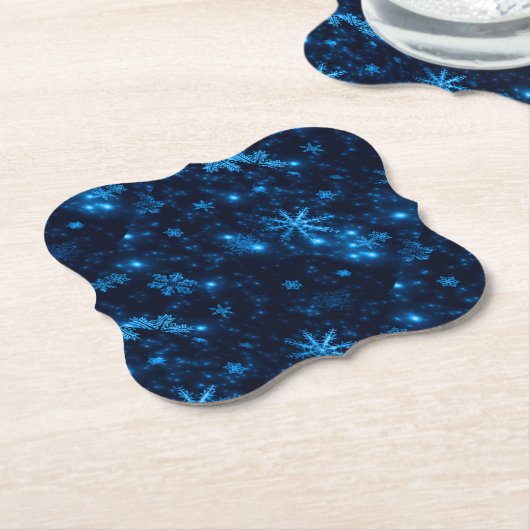 Deep Blue & Bright Snowflakes Chipboard Untersetze Untersetzer (angewinkelt)