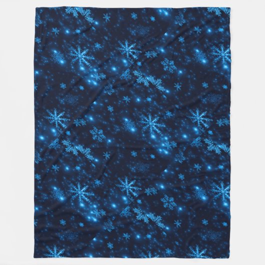 Deep Blue & Bright Snowflakes Fleece Blanket, (Vorderseite)