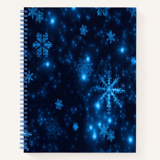 Deep Blue & Bright Snowflakes Notebook Notizblock (Vorderseite)