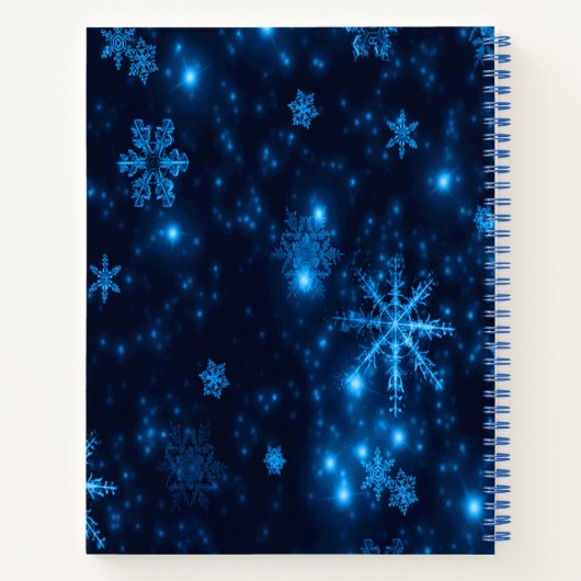 Deep Blue & Bright Snowflakes Notebook Notizblock (Rückseite)