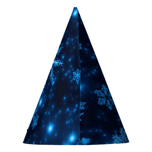 Deep Blue & Bright Snowflakes Party Hat Partyhütchen (Rückseite)