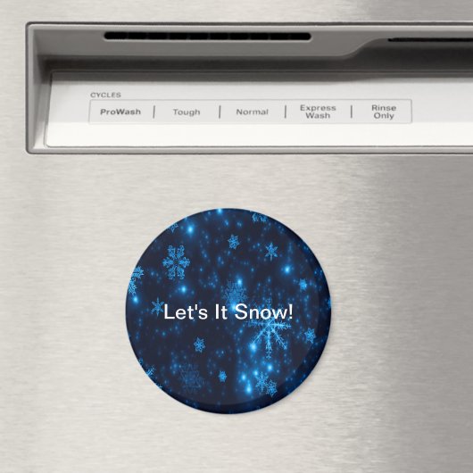 Deep Blue & Bright Snowflakes Round Magnet (In Situ (Geschirrspüler))