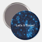 Deep Blue & Bright Snowflakes Round Magnet (Vorderseite/Rückseite)