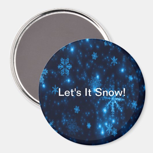 Deep Blue & Bright Snowflakes Round Magnet (Vorderseite/Rückseite)