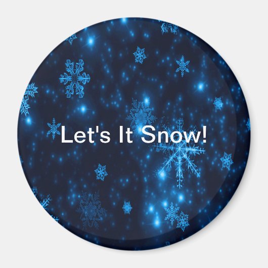 Deep Blue & Bright Snowflakes Round Magnet (Vorne)